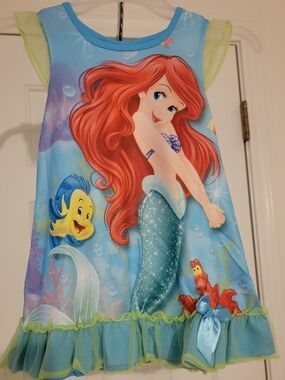 Disney Ariel The Little Mermaid Sleeveless Nightgown - Aqua & Red